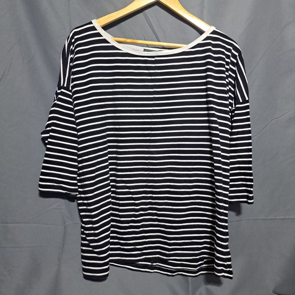 Lauren Ralph Lauren Striped 3/4 Sleeve Pullover Top 2X Classic